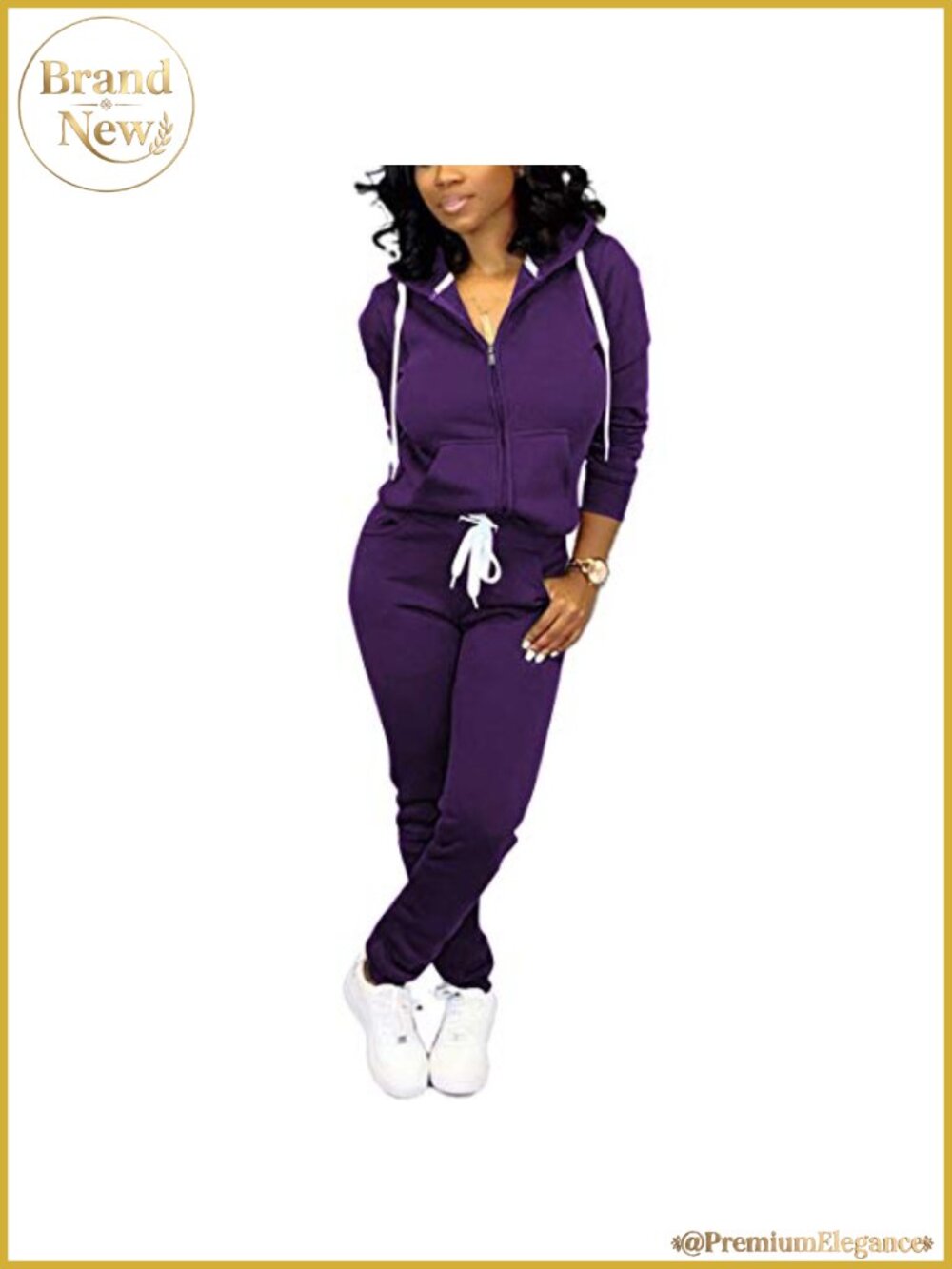 Women's 2 Piece Sweatsuit Set Long Sleeve Zip Hoodie Jogger Pants